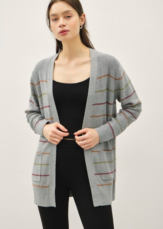 Gray Multicolor Cardigan - The Nines