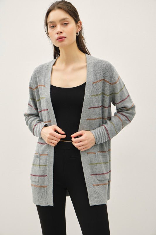 Gray Multicolor Cardigan - The Nines