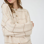 Taupe Striped Button Down Cardigan - The Nines