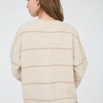 Taupe Striped Button Down Cardigan - The Nines