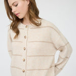 Taupe Striped Button Down Cardigan - The Nines