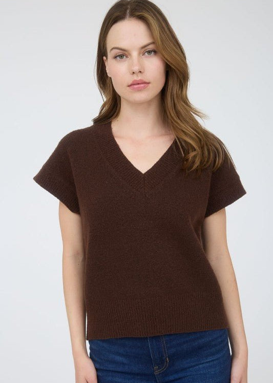 Vera V - Neck Short Sleeve Sweaters - 4 Colors! - The Nines