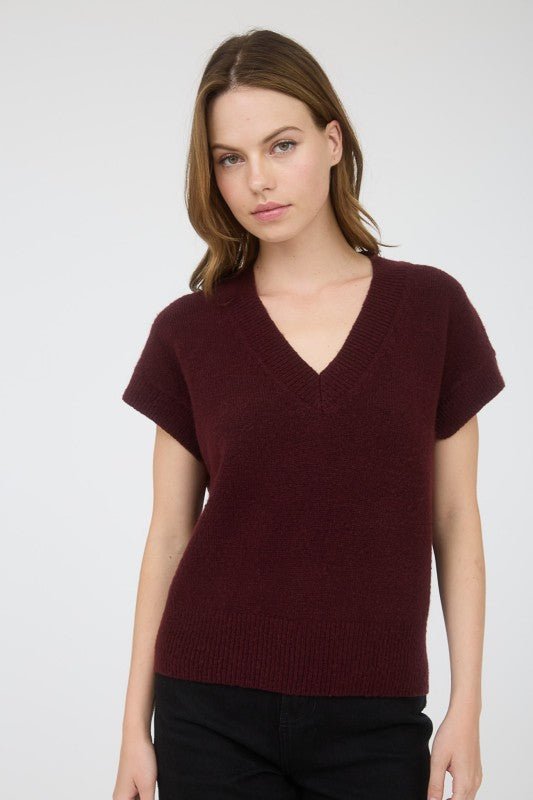 Vera V - Neck Short Sleeve Sweaters - 4 Colors! - The Nines