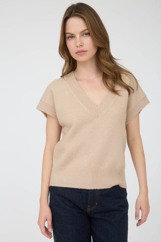 Vera V - Neck Short Sleeve Sweaters - 4 Colors! - The Nines