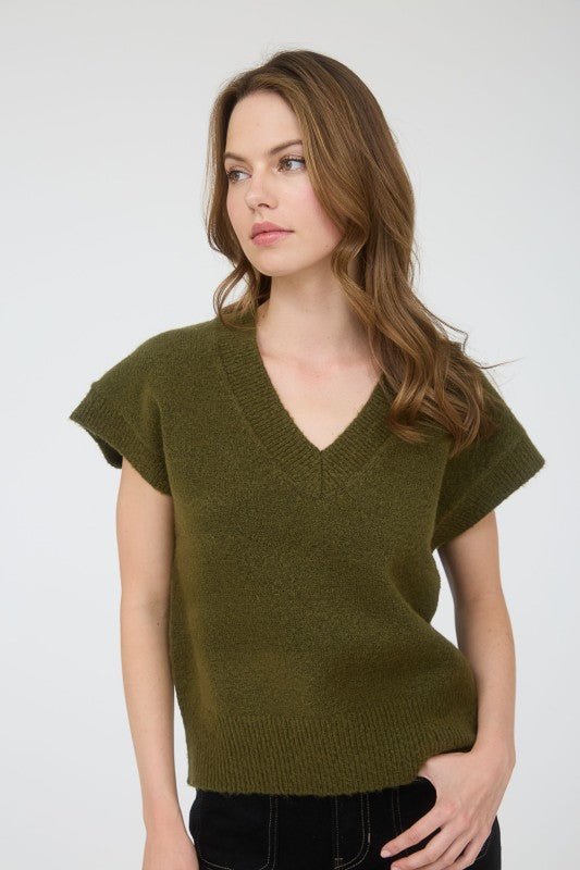 Vera V - Neck Short Sleeve Sweaters - 4 Colors! - The Nines