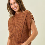 Cable Knit Caramel Sweater Top - The Nines