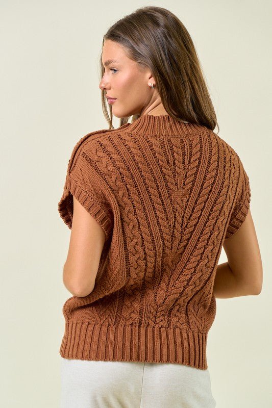 Cable Knit Caramel Sweater Top - The Nines