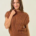 Cable Knit Caramel Sweater Top - The Nines