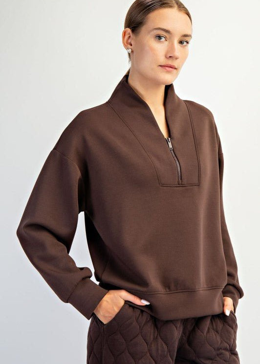 Luxe Scuba Half Zip Pullovers - 7 Colors! - The Nines