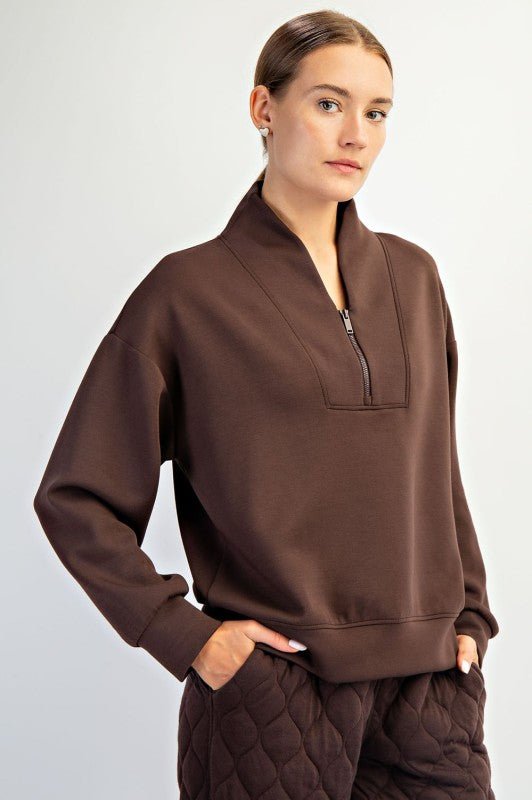 Luxe Scuba Half Zip Pullovers - 7 Colors! - The Nines