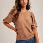 Jacquard Sweatshirt Top - 2 colors! - The Nines