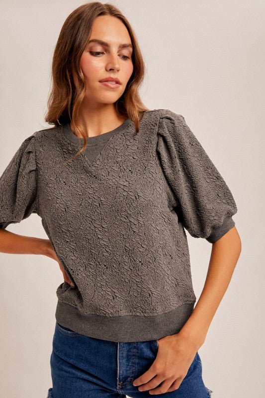 Jacquard Sweatshirt Top - 2 colors! - The Nines