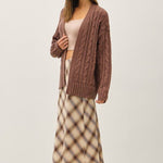 Chocolate Cable Knit Cardigan - The Nines