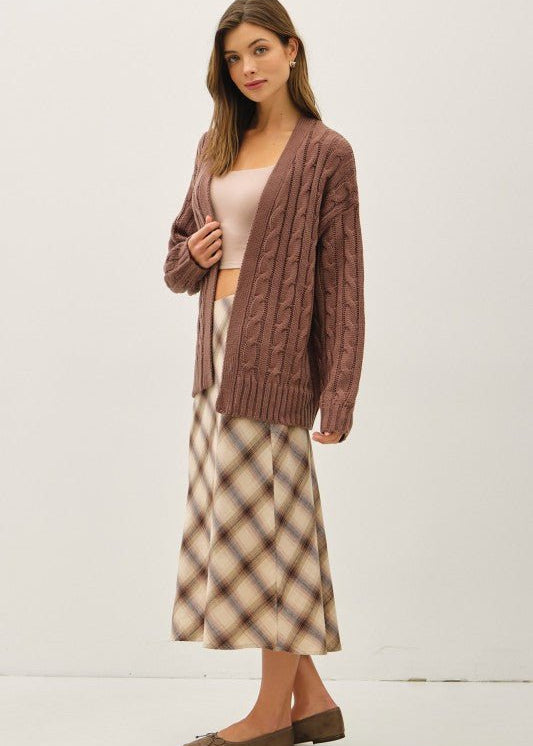 Chocolate Cable Knit Cardigan - The Nines