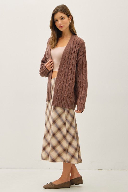 Chocolate Cable Knit Cardigan - The Nines