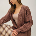 Chocolate Cable Knit Cardigan - The Nines