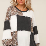 Ribbed & Cable Knit Animal Print Top - 2 Colors! - The Nines