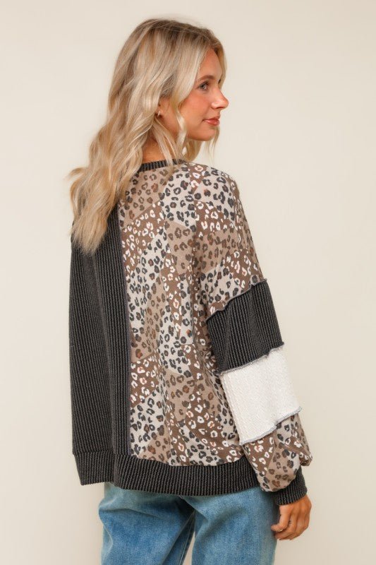 Ribbed & Cable Knit Animal Print Top - 2 Colors! - The Nines