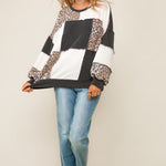 Ribbed & Cable Knit Animal Print Top - 2 Colors! - The Nines