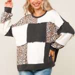 Ribbed & Cable Knit Animal Print Top - 2 Colors! - The Nines