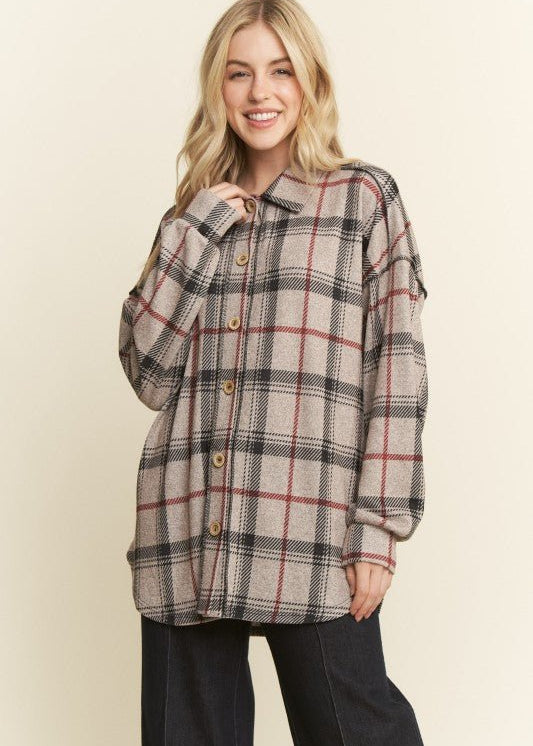 Red & Black Plaid Lightweight Shacket - The Nines
