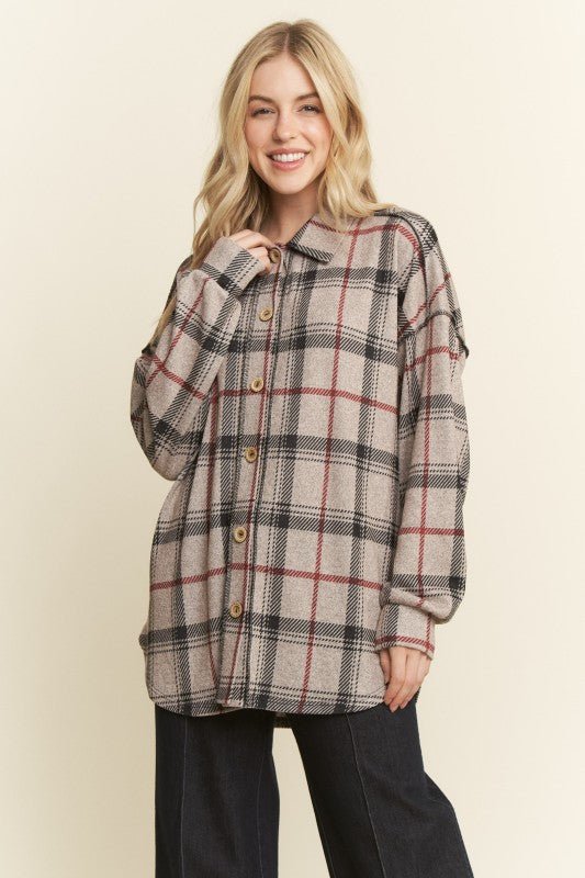 Red & Black Plaid Lightweight Shacket - The Nines