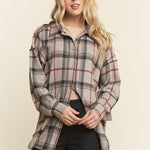Red & Black Plaid Lightweight Shacket - The Nines