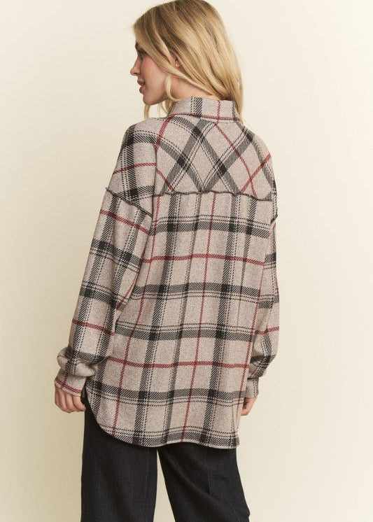 Red & Black Plaid Lightweight Shacket - The Nines