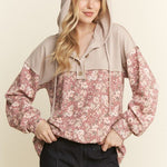 Marsala Ribbed Floral Hoodie - The Nines