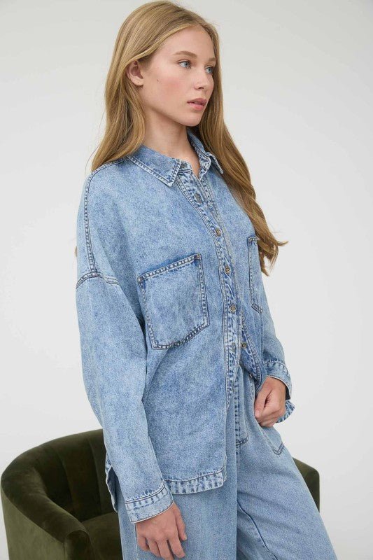 Washed Chambray Lightweight Button Down Shirt - The Nines