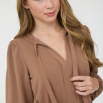 Almond Smocked Sleeve Top - The Nines