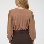 Almond Smocked Sleeve Top - The Nines
