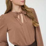 Almond Smocked Sleeve Top - The Nines