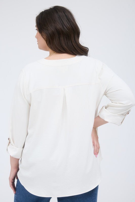 Split Neck Solid Top - 2 Colors! - The Nines