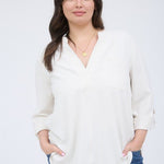 Split Neck Solid Top - 2 Colors! - The Nines