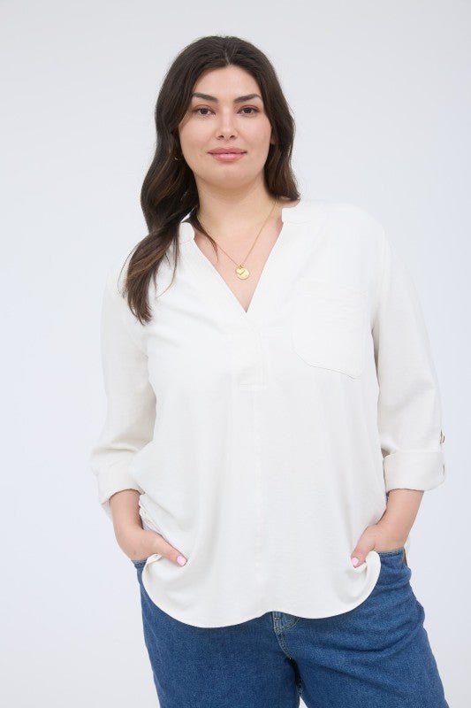 Split Neck Solid Top - 2 Colors! - The Nines
