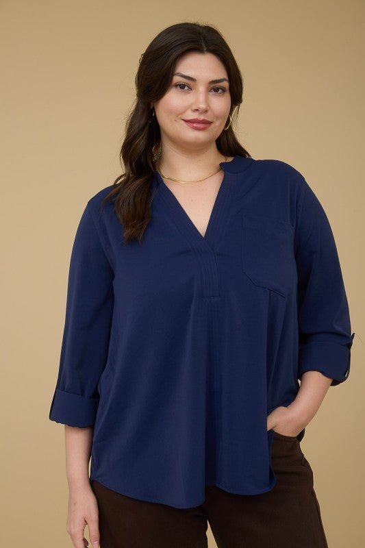 Split Neck Solid Top - 2 Colors! - The Nines