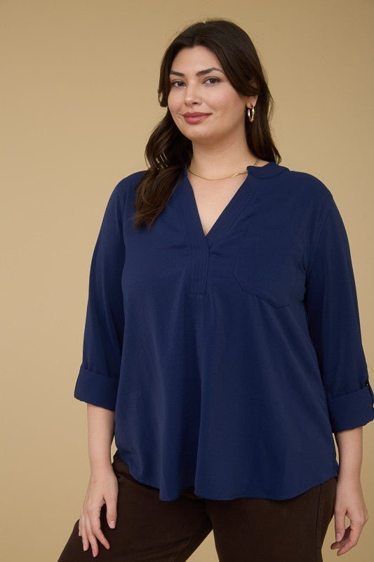 Split Neck Solid Top - 2 Colors! - The Nines