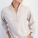 Striped Modal Scuba Zip Pullover - 2 Colors! - The Nines