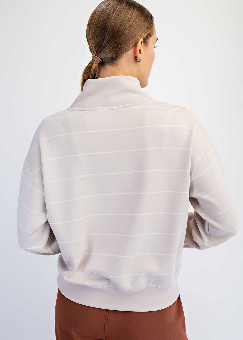 Striped Modal Scuba Zip Pullover - 2 Colors! - The Nines