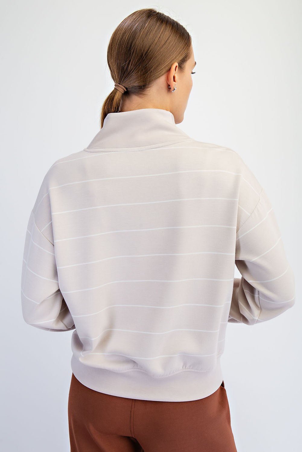 Striped Modal Scuba Zip Pullover - 2 Colors! - The Nines