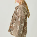 Washed Toffee Embroidered Hoodie Jacket - The Nines