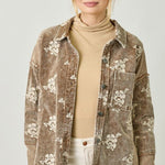 Washed Toffee Embroidered Hoodie Jacket - The Nines