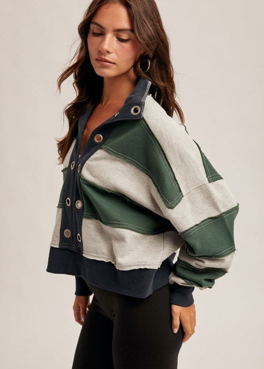 Forest & Navy Cropped Pullover - The Nines