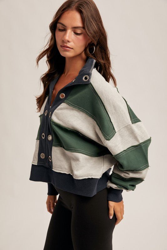 Forest & Navy Cropped Pullover - The Nines