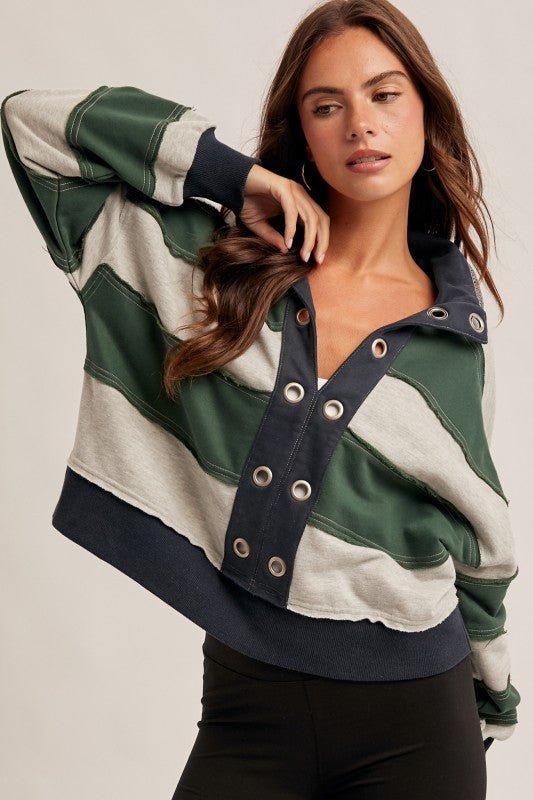 Forest & Navy Cropped Pullover - The Nines