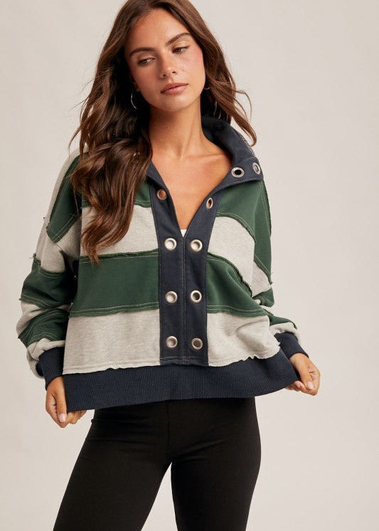 Forest & Navy Cropped Pullover - The Nines