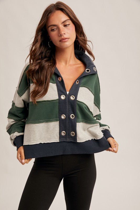 Forest & Navy Cropped Pullover - The Nines