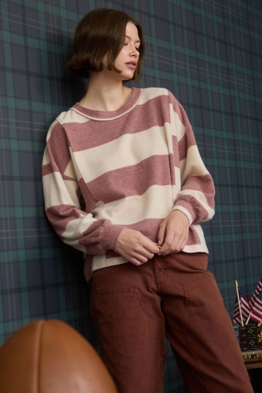 Soft Burgundy Brushed Long Sleeve - The Nines
