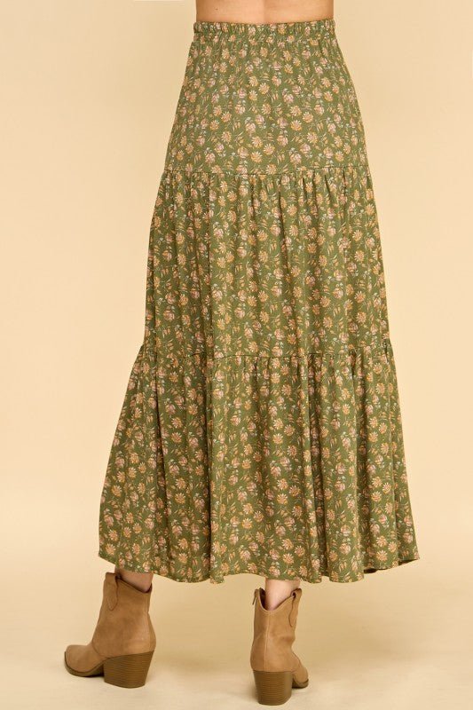 Tiered Elastic Waist Midi Skirts - 2 Colors! - The Nines